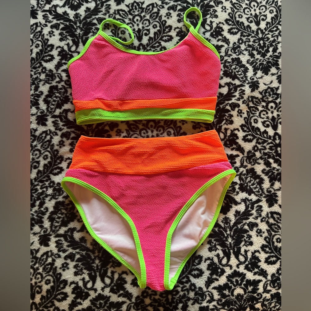 Pink Lily Color Block Swimsuit